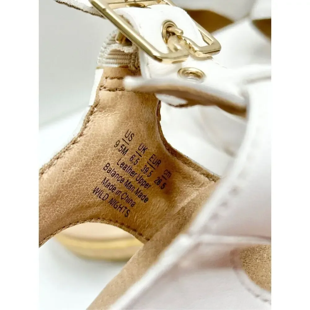 Dr. Scholl’s Sandals Size 9.5 White Leather Open‎ Toe Platform Shoes Buckle